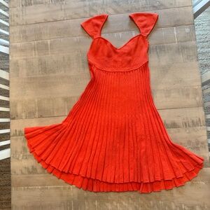 Free People Midi Seasonless Knit Dress Pleated with a Low Open Back  XL NWT